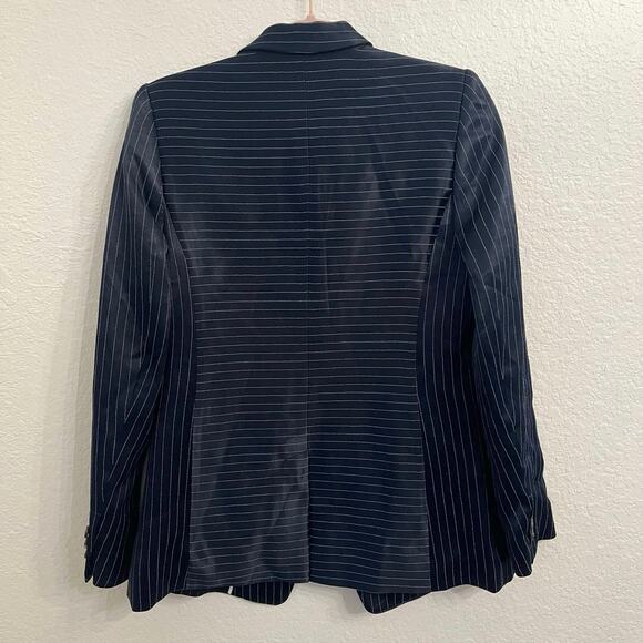 NWT Banana Republic Satin Blazer Women’s Size 0 Navy Pinstripe Boyfriend Office - Picture 7 of 16